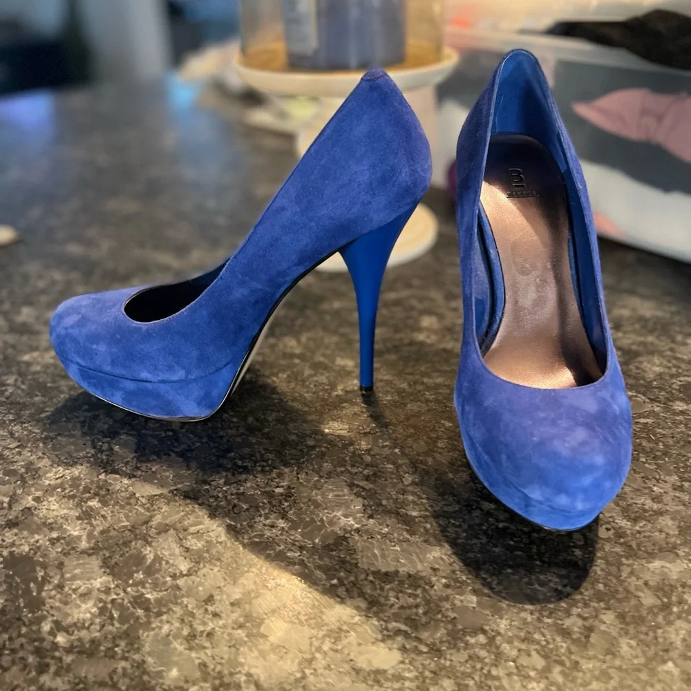 Bakers Woman's Blue Suede Stiletto Platform Heels - Picture 3 of 9